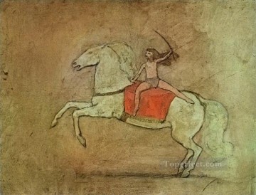 パブロ・ピカソ Painting - 馬に乗った馬術師 1905 年キュビスト パブロ・ピカソ